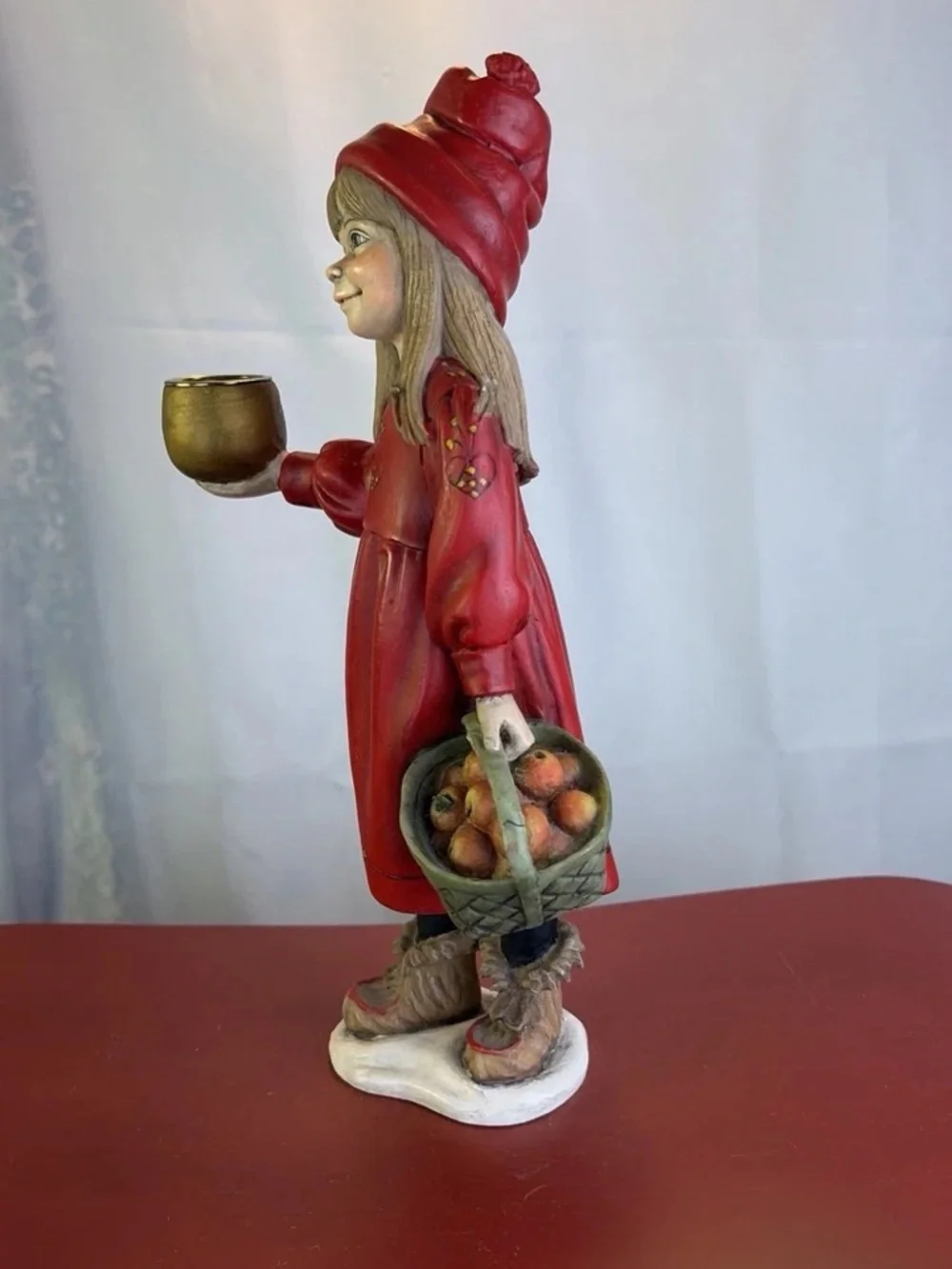 Vintage Candy Designs Norway Girl Apple Basket 10.25” Carl Larsson Candle Holder